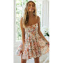Vintage Print Sexy Strap Midi Dresses Women Summer Fashion Sexy V-Neck Backless Tie Vestidos De Verano Para Mujer 2026