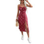 Women's Clothing Summer 2024 Trend Floral Dress, Flower Print Spaghetti Strap Sleeveless with High Slit for Ladies