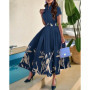 2026 Summer New Casual Commuting Women's Dress Fashion Elegant Commuting Floral Print Ruched Buttoned Shirt Dress Ottd