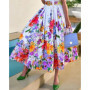 2026 Summer New Casual Commuting Women's Dress Fashion Elegant Commuting Floral Print Ruched Buttoned Shirt Dress Ottd