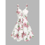 Dressfo 2025 Women's Floral Print Vacation Sundress Garden Party Dress Summer Ruffled Bowknot Mini Dress Vestidos
