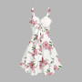 Dressfo 2025 Women's Floral Print Vacation Sundress Garden Party Dress Summer Ruffled Bowknot Mini Dress Vestidos
