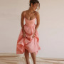2025 Women's Dresses Pink Elegant and Pretty Midi White Vacation Dress Spaghetti Strap Beach Dress A Line Party Dresses