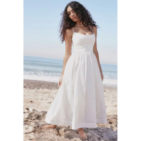 2025 Women's Dresses Pink Elegant and Pretty Midi White Vacation Dress Spaghetti Strap Beach Dress A Line Party Dresses