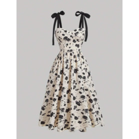 2026 Spaghetti Strap Dresses For Ladies Vestidos Dress For Wedding Temperament Elegant French Flower Printed Sling Slim Trendy