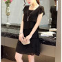 2025 Dress For Women Summer Wave Cut Ruffle Sweet Solid Short Sleeve Slim Dresses Lady Casual All-match Vestido O-Neck Chiffon
