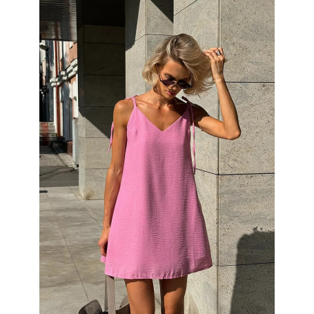 Ahagaga Fashion Women's Dresses Solid Straps Bandage Regular Causal V-Neck Sleeveless Summer Camisole Loose Sweet Femlae Vestido