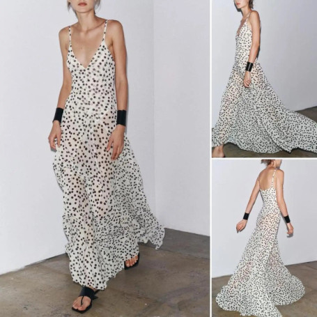 Women’s Polka Dot Spaghetti Strap Maxi Dress