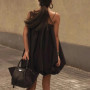 2025 Summer French Elegant Black Loose Sling Women's Dress