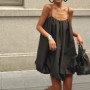 2025 Summer French Elegant Black Loose Sling Women's Dress