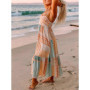 Bohemian style spring and summer fashion new multi-color dress casual vacation style printed square neck suspender dress