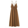 HH Female Summer Wrinkles Design Sexy Sling Dress Women Fashion Solid V-Neck Sleeveless Backless Beach Party Midi Dress