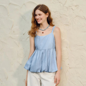 Semir Shirt Women Sleeveless Bowknot Lovely 2025 New Summer Bud Texture Suspender Top French Style for Summer Parties