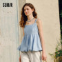 Semir Shirt Women Sleeveless Bowknot Lovely 2025 New Summer Bud Texture Suspender Top French Style for Summer Parties