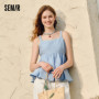Semir Shirt Women Sleeveless Bowknot Lovely 2025 New Summer Bud Texture Suspender Top French Style for Summer Parties