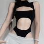 Sexy Hollow Out Sleeveless Tank Tops Bodysuit for Women Sexy Irregular Backless Slim Fit Top Streetwear Backless Playsuit Vest
