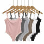Women's Square Neck Lace Bodysuit Sleeveless Spaghetti Strap Jumpsuit Solid Color Bodycon Rompers Tank Tops