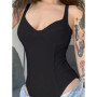 V-neck Sexy Bodysuit Lingerie Solid Color One-pieces Body Feminino Sleeveless Black Top Women Rave Outfit Slim Lenceria Femenina