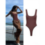 Sexy U-neck ribbed bodysuit with low cut, high waist & slim fit.Back straps & snap bottom. Perfect hot girl summer look