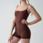 Sexy Lace Bodysuit Women Square Neck Sleeveless Spaghetti Strap Jumpsuit Solid Color Slimming Bodycon Rompers Tank Tops