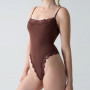Sexy Lace Bodysuit Women Square Neck Sleeveless Spaghetti Strap Jumpsuit Solid Color Slimming Bodycon Rompers Tank Tops