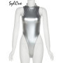 Sylcue Silver Reflective Transparent Personality Self-Confidence Avant-Garde Sexy Mature Hot All-Match Tight Women'S Jumpsuit
