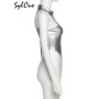Sylcue Silver Reflective Transparent Personality Self-Confidence Avant-Garde Sexy Mature Hot All-Match Tight Women'S Jumpsuit