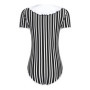 Women Bow Striped Bodysuit Shirts for Sleepwear Party Short Sleeve Buttoned Crotch Leotard Sleeping Pajamas Nightgown Loungewear