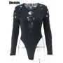 Shestyle Black Hollow Out Design Body for Women Cold Shoulder High Waist Sexy Halloween Hot Lady Bodysuits New-Found Top Solid