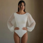 BornToGirl Sexy Bodysuit Women Black White Khaki Bodycon Long Sleeve One Pieces Mesh Bodysuits Jumpsuit Tops Body Suit Y2K