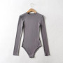 Women's Crew Neck Ribbed Slinky Long Sleeve Bodysuit Cotton Materials 8 Colors