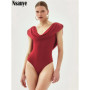 Nsauye Summer 2026 Women Fashion Sexy V Neck High Waisted Red Night Club Bodysuit Tops Y2K Overalls Skinny One Pieces Rompers