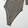 2205 Sexy Black Beige Horizontal Stripes Half Sleeve Bodysuit Woman O neck Tight Short Jumpsuit Slim fit Rompers Playsuits