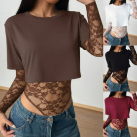 Solid Color Slim 2026 Summer Elegant Trend Tight Women's Short Sleeve Sexy Bodysuit Outfits Female Tops