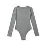 4 color New Spring Autumn V neck Rib Long sleeve Bodysuit Sexy Woman Short Jumpsuit Slim fit Rompers Bodycon Playsuits Navy Gray