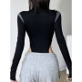Sexy See Through Bodysuit Women Dark Gothic Streetwear Emo Alternative Grunge Y2k Long Sleeve O-neck High Waist Jumpsuit