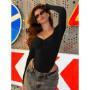 BOOFEENAA Basic Low-cut Long Sleeve Bodysuits Woman Tops Fall Winter Clothing Trending 2025 C95-BE18