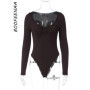 BOOFEENAA Basic Low-cut Long Sleeve Bodysuits Woman Tops Fall Winter Clothing Trending 2025 C95-BE18