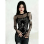 AltGoth Streetwear Dark Gothic Bodysuit Women Cyber Punk Y2k Harajuku Aesthetic Emo Alternative Grunge Printed Velvet Jumpsuit