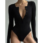 Sexy black white bodysuit women summer skinny long sleeve tees tops bodysuits for woman fashion casual rompers party club body