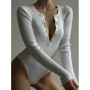 Sexy black white bodysuit women summer skinny long sleeve tees tops bodysuits for woman fashion casual rompers party club body