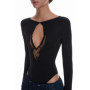 Women Sexy Black Hollow-Out Top Spring Autumn New Lace Bodysuit Jumpsuits