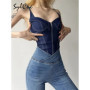 Sylcue 2023 Summer New Classic Retro Cool All-Match High Street Sexy Mature Charm Hot Women'S Zipper Jumpsuit Bodysuit