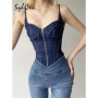 Sylcue 2023 Summer New Classic Retro Cool All-Match High Street Sexy Mature Charm Hot Women'S Zipper Jumpsuit Bodysuit