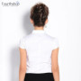 Elegant Bodysuit Women Short Sleeve White Color Shirring Design Blouses And Tops Office Lady Work Wear Formal Body Shirt Female