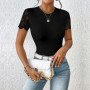 Solid Color Slim Hollow Out 2025 Summer Elegant Trend Tight Women's Short Sleeve Sexy Lace Bodysuit Outfits Female Tops