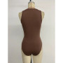 Benuynffy Deep V-neck Sexy Bodysuit Women Summer Club Party Sleeveless Bodys for Women Solid Color One Pieces Slim Body Suits