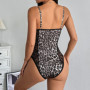 Sexy Bodycon Bodysuit Women Black V Neck Camisole One Pieces Slim Leopard Print Bodysuits Overalls Tops Body Suit Y2K
