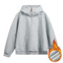 Oversized Hooded Sweatshirt for Couples Autumn Winter Heavyweight Velvet Half-Zip Hooded Jacket Loose Fit Soft Comfortable