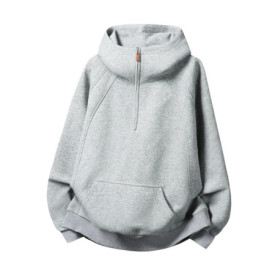 Oversized Hooded Sweatshirt for Couples Autumn Winter Heavyweight Velvet Half-Zip Hooded Jacket Loose Fit Soft Comfortable